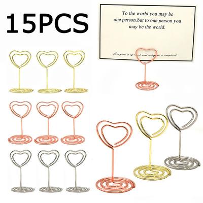 15 Piezas Portatarjetas de Metal para Mesa Portatarjetas Verticales de Escritorio Creativos Portamensajes de Metal Portanotas Perfectos para Fiesta de Boda Oficina