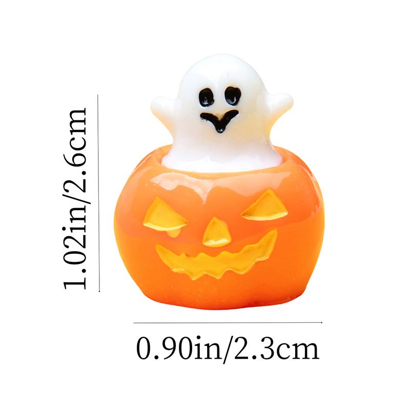 Miniature Halloween Figurines Mini Simulation Halloween Ghost Pumpkin Figurines Home Decoration Festival Diy Resin Craft Gift