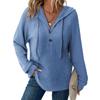 Women's Fashion Long-Sleeved Hooded Sweatshirt With Drawstring And Button-Up V-Neck Pullover Casual Sports Sweatshirt Top