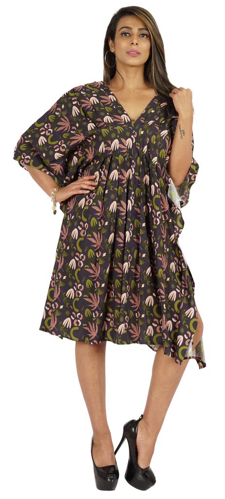 Moomaya Womens Short Kaftan Cover Up Night Dress Kaftan Gown Kimono
