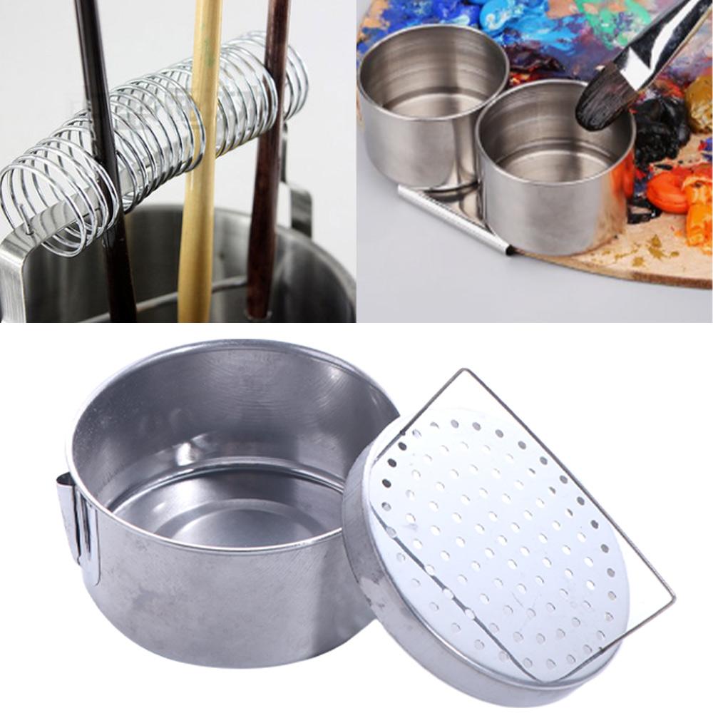 

Removable Paint Brush Cleaner Stainless Steel Brush Wash Pot Paint Brush Holder Students Stainless steel