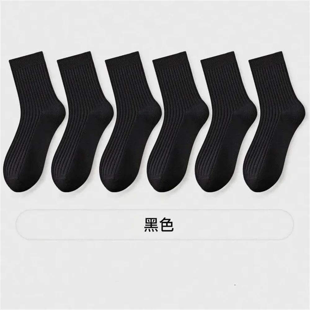 6 Pairs/Pack Winter Spring Men Socks Cotton High Quality Set Business Male Socks Soft Socks Double Needle Plus Size (38-45)