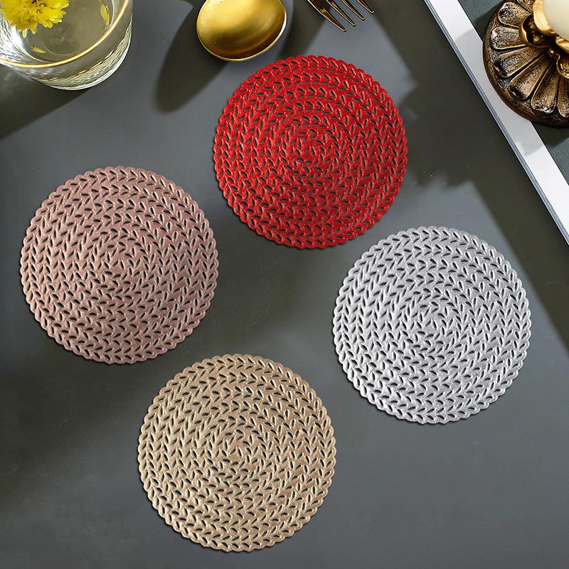 4PCS Creative Hollow Cup Mat Vintage Wheat Coasters Table Placemat Heat Insulation Decorative Doilies for Home Kitchen Dining