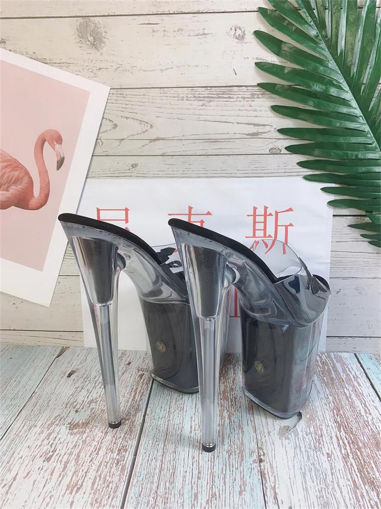 Fashion Summer pink crystal 20cm high heels fashion women's shoes, beautiful decorative crystal pole dance dance performance slippers