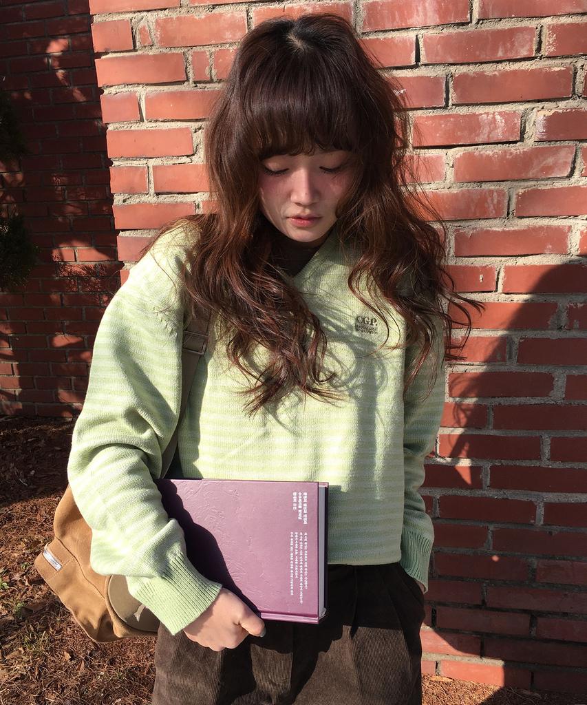 CGP (Women) Striped V-Neck Knit - Mint