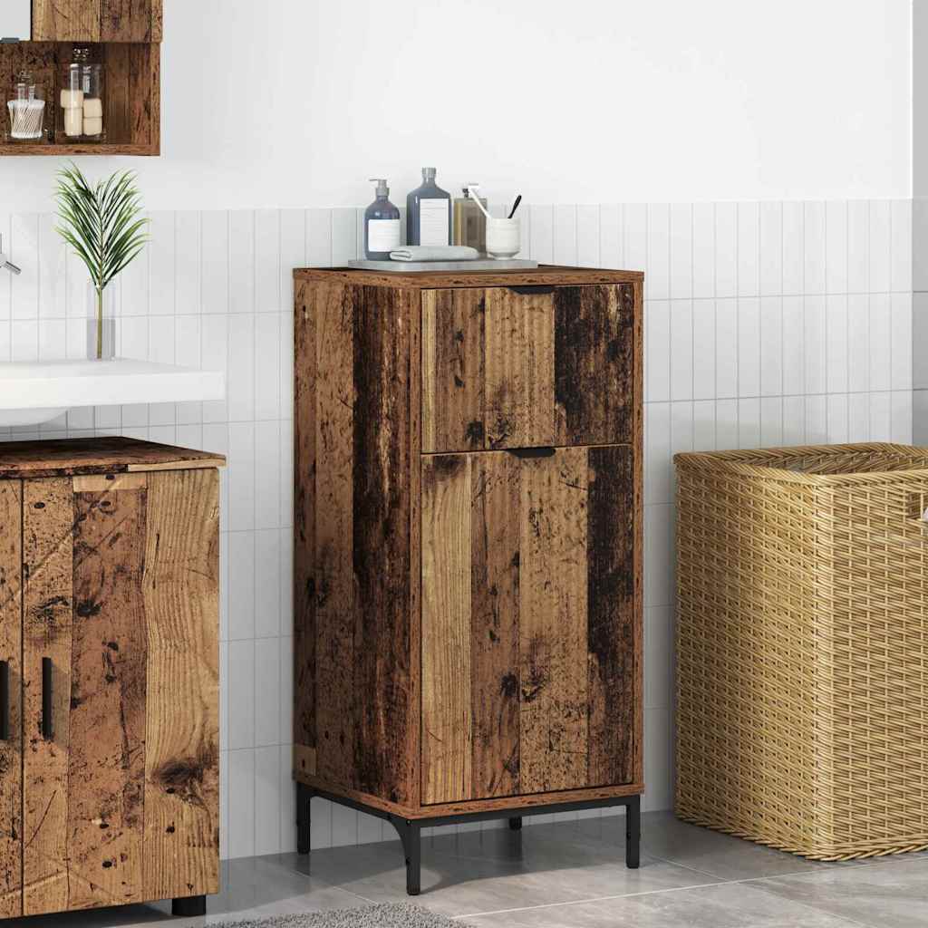 Bathroom Cabinet with Drawers Reclaimed Wood Look 39.5 x 36 x 88 cm