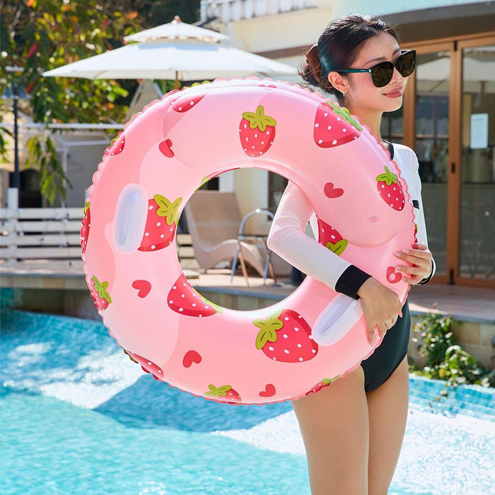 1Pcs Strawberry Swim Tube Inflatable Pool Float Pool Accessory Adult Swim Float Ring Summer Water Toys
