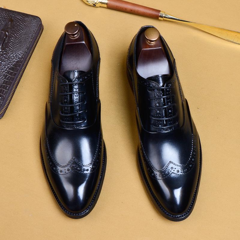 Scarpe Brogue Oxford da Uomo in Vera Pelle Stile Britannico - Spedizione Gratuita