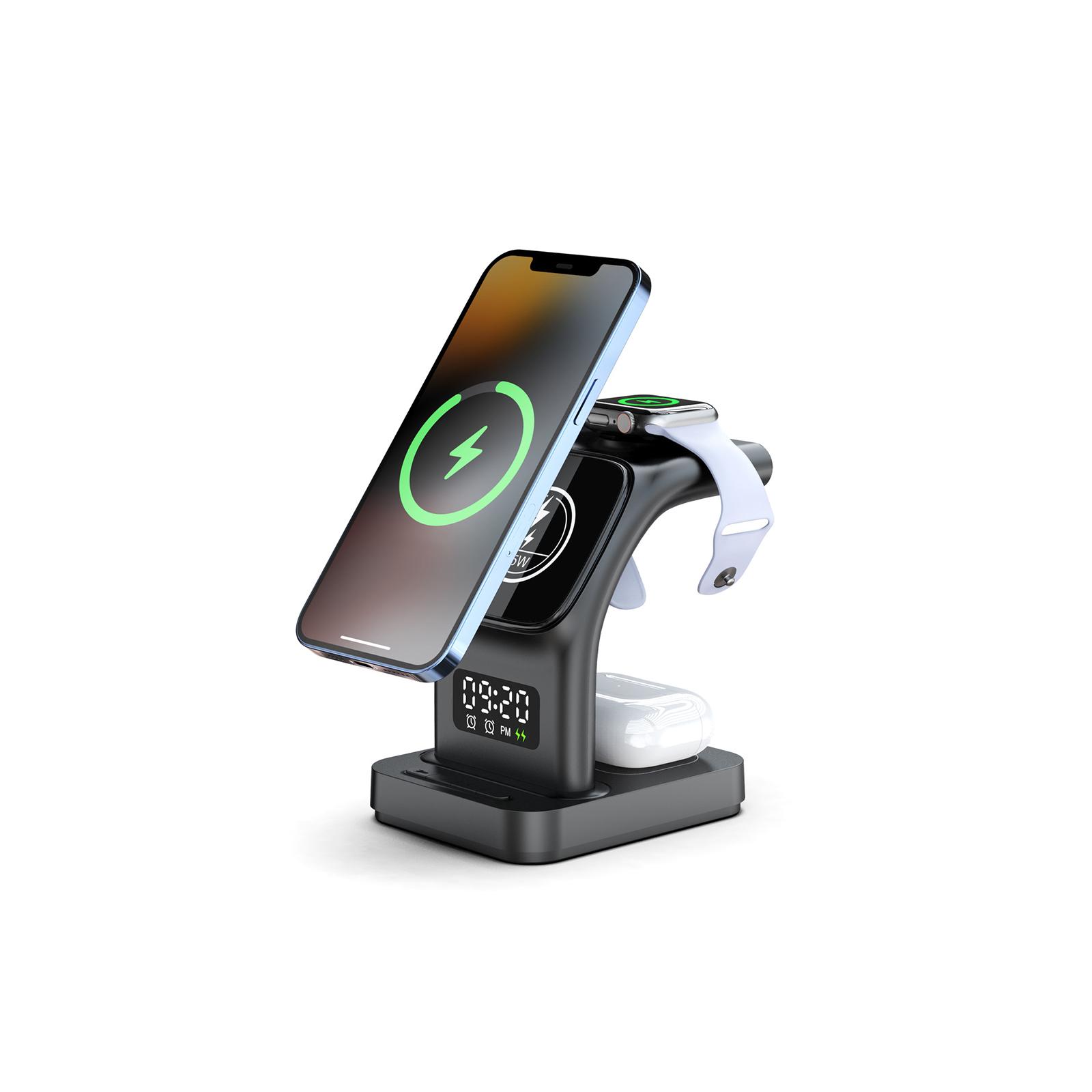 

Беспроводное зарядное устройство для мобильного телефона 5-в-1, магнитные часы, беспроводное зарядное устройство для часов, беспроводная гарнитура, настольное чёрный