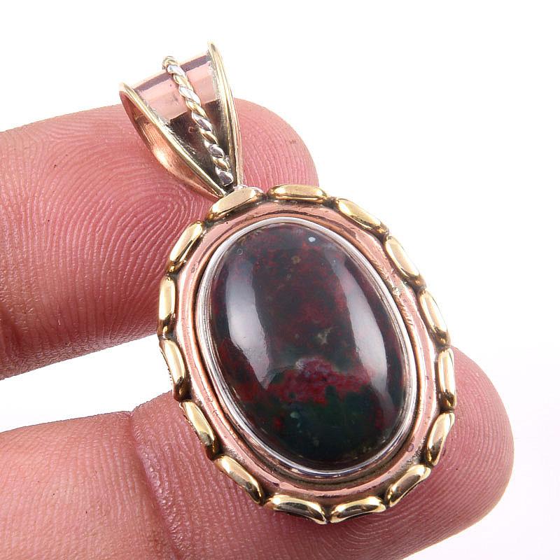 

Натуральный кровавый камень, двухцветный кулон из чистого серебра 925 пробы, 1,50 дюйма p5b63