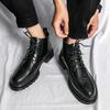 Fashion Design Men's Casual Ankle Boots Men Fashion Motorcycle Boots Mens Lace-Up Sneakers New Arrival Britsh Vintage Leather Boots