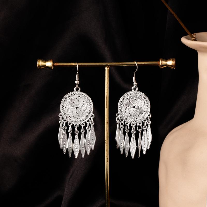 New Miao Long Tassel Minority Earrings, Light Luxury Miao Silver Exaggerated Fashion Temperament Earrings
