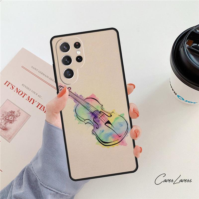 Musical Notes Violin Classical Phone Case For Samsung Galaxy S24 S25 S23 S22 Ultra Note 10 20 Plus S20 S21 FE Cover