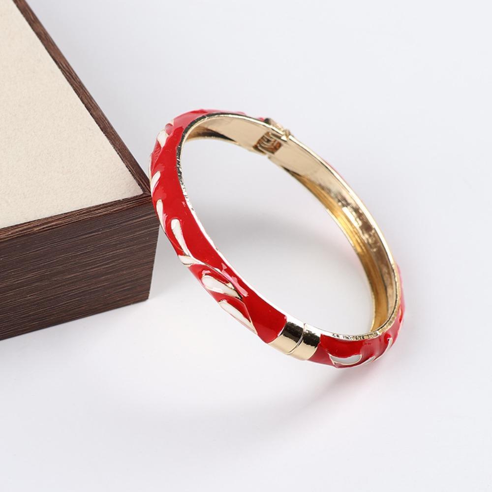 Enamel Enamel Flower Bangle Colorful Women's Hand Bracelet Vintage Cloisonne Bangle  Jewelry Gifts
