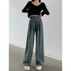 Retro High Waist Jeans for Women Spring and Autumn All-Match Small Loose-Fitting Mopping Pants Straight-Leg Wide-Leg Pants Trousers