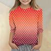Kids Polka Dot Print Crew Neck Three Quarter Sleeve Casual T Shirt Comfortable Fit Soft Fabric Durable Stitching Suitable for Daily Wear