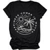 ZOTUJU Happiness Comes In Waves Shirt, Beach Lover Short Sleeve Graphic Tees for Women Summer Casual Tops