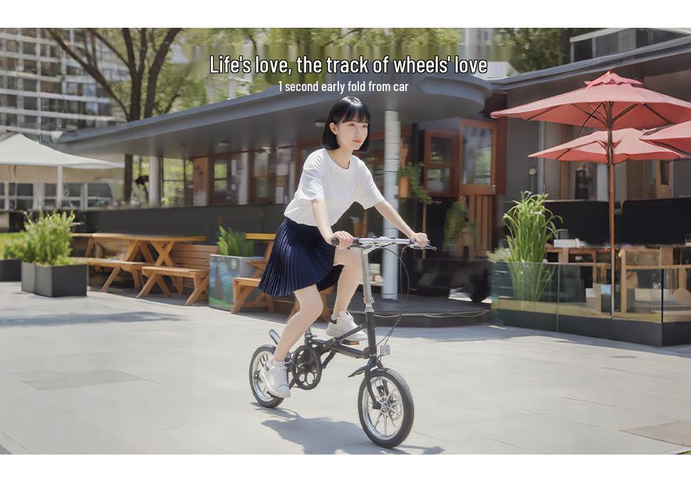 Compact Folding 14-Inch Bicycle for Adults - Unisex, Variable Speed