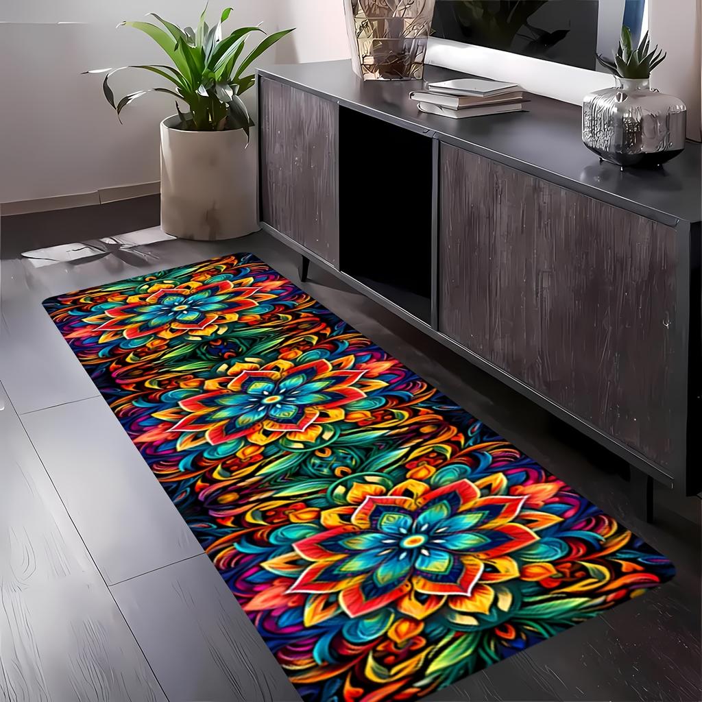 1Pcs Beautiful Floral Non-Slip Washable Area Rug Runner for Entryway, Living Room, Bedroom & Patio