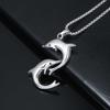 JMXD Minimalist Playful Dolphin Titanium Steel Necklace Pendant, Unisex Cute Animal Jewelry, Perfect Gift