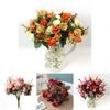 Stunning 21 Heads Artificial Silk Flowers Rose Bunch Bouquet For Elegant Home Decor