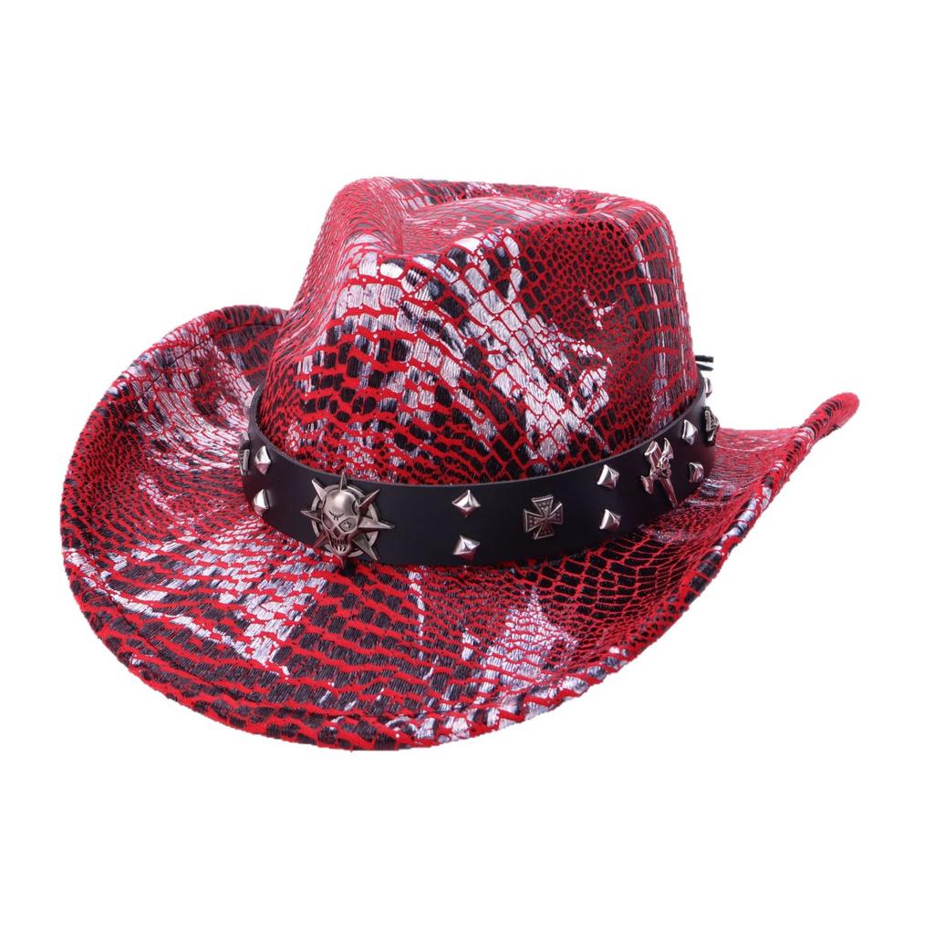 Popular Skull Rivet Western Cowboy Hat Festival Party Jazz Hat Top Hat