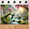 Peacock Theme Background Happy Birthday Flower Castle Waterfall Party Decor Backdrop Photography Studio Supplies Props Banner