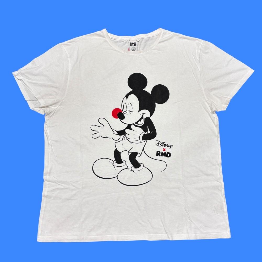Mickey Mouse Shirt XL White Comic Relief Red Nose Day Disney Cartoon Promo Funny Unisex T-Shirt XXL