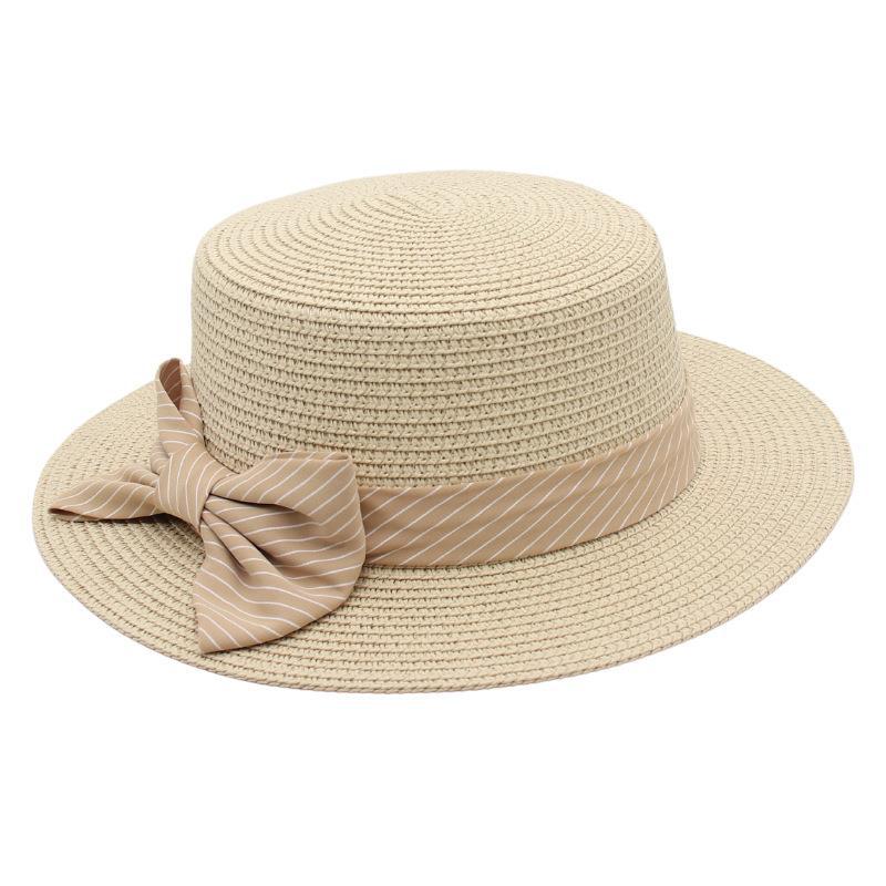 Straw Hat Female Sun Hat Bow Straw Hat French Mom Hat Beach Hat Seaside Ins Wind