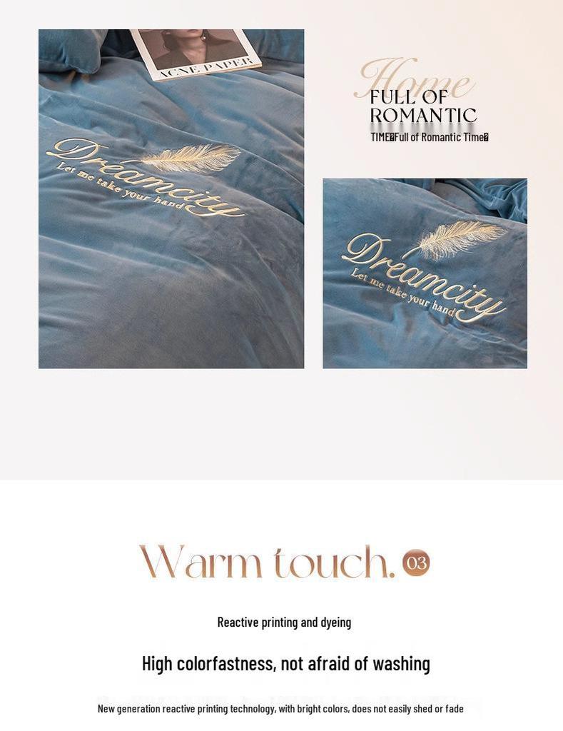 Plush Winter Fleece Velvet 4-Piece Baby Bedding Set: Duvet Cover & Bed Sheet