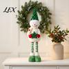 Retractable Long Leg Snowman Dolls Christmas Plush with Extendable Legs, Sequins Hat Holding Star Festive Party Supplies Doll, Standing Legs