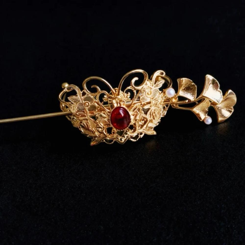 Coloured Glaze Ponytail Bun Hair Holder Tang Dynasty Hair Stick Chinese Hanfu Hair Crown  Cosplay