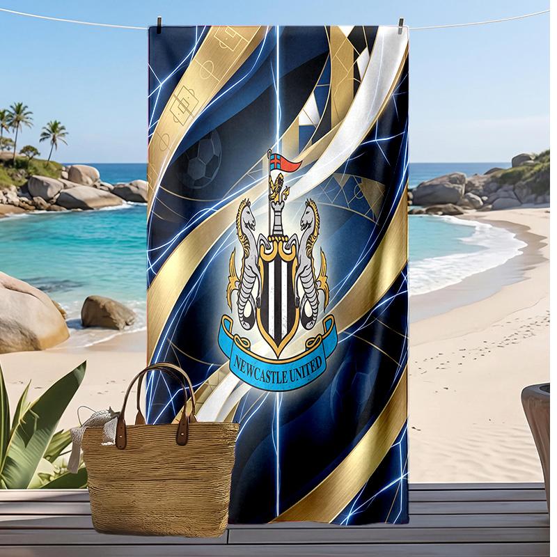 Asciugamano da Spiaggia con Stampa del Newcastle United Football, Asciugamano Grande Morbido ad Asciugatura Rapida per Spiaggia Campeggio Nuoto
