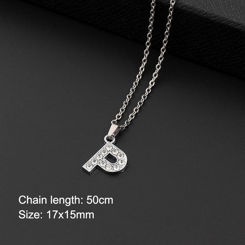 Women Shining Zircon A Z Letter Pendant Necklace 1Pcs Adjustable Clavicle Chain Personalized Jewelry for Birthday Present