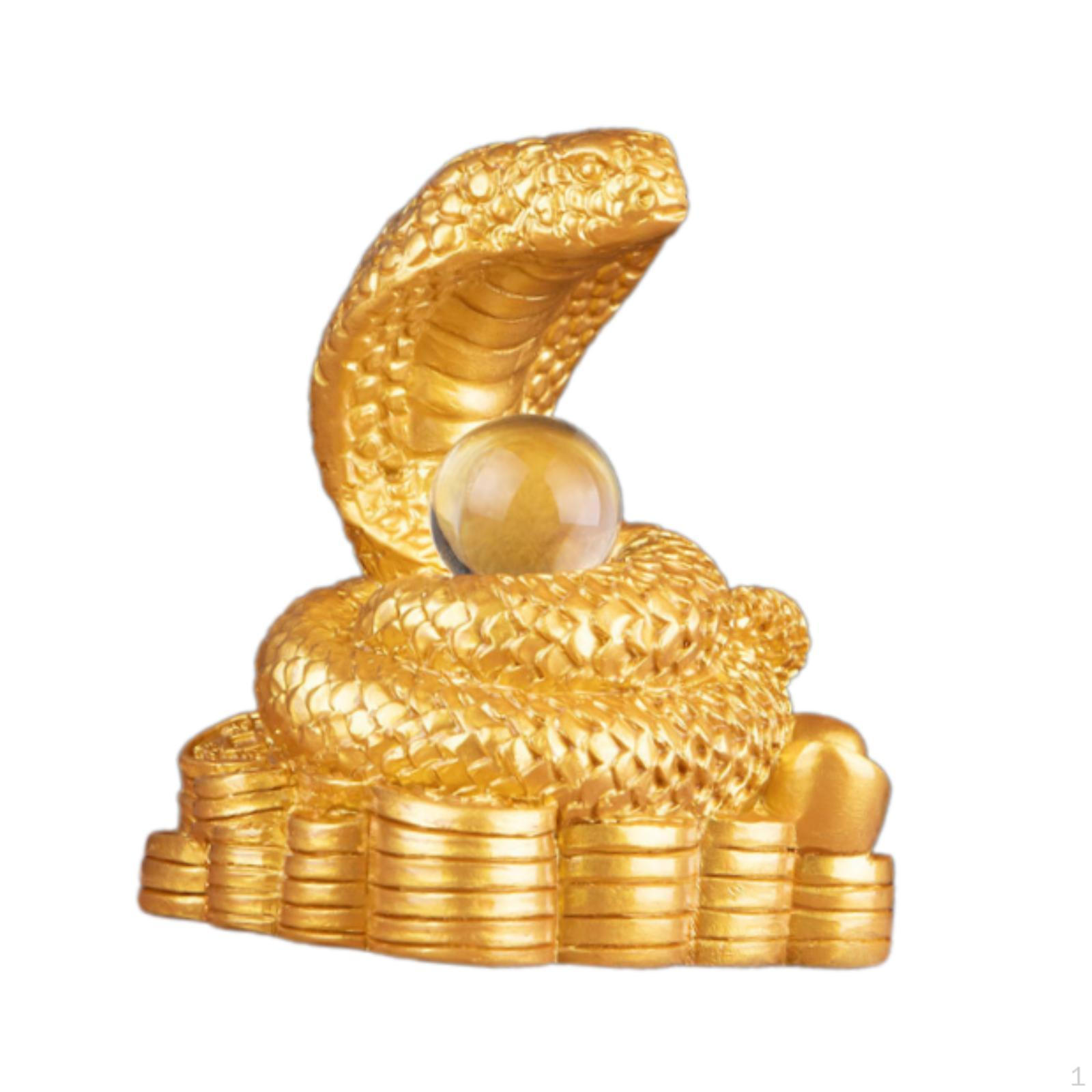 

Chinese Year Snake Figurine for Home Decoration Resin Sculpture Desk 8cmx5.5cmx9.2cm золотий