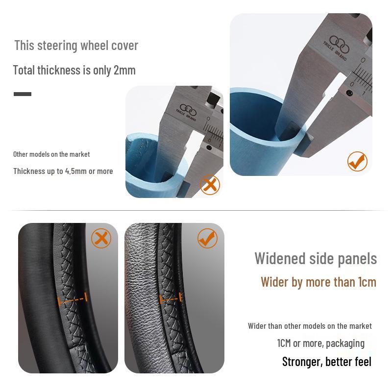 Premium Genuine Leather Steering Wheel Cover for Modern Cars: Mistra, Tucson, Santa Fe, Reina, IX35, IX25, Elantra, Langdong