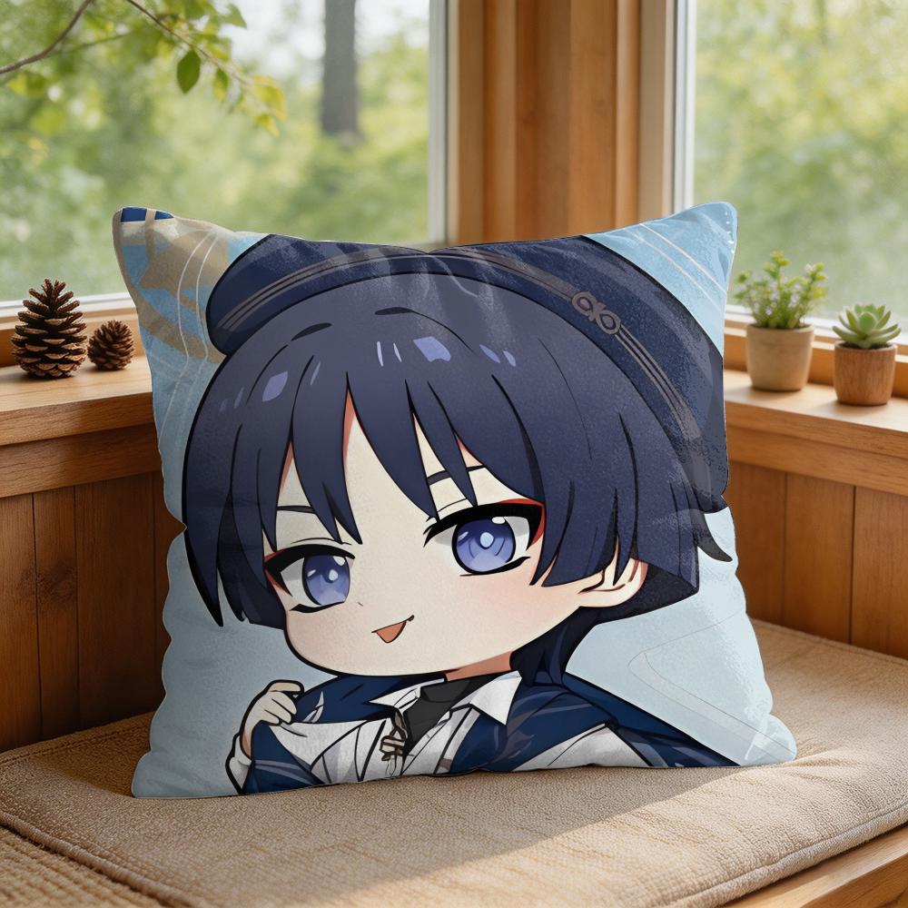 Wanderer Cute Genshin Impact Cushion Cover Square Short Plush Pillow Case Living Room Sofa Home Decor Funda X