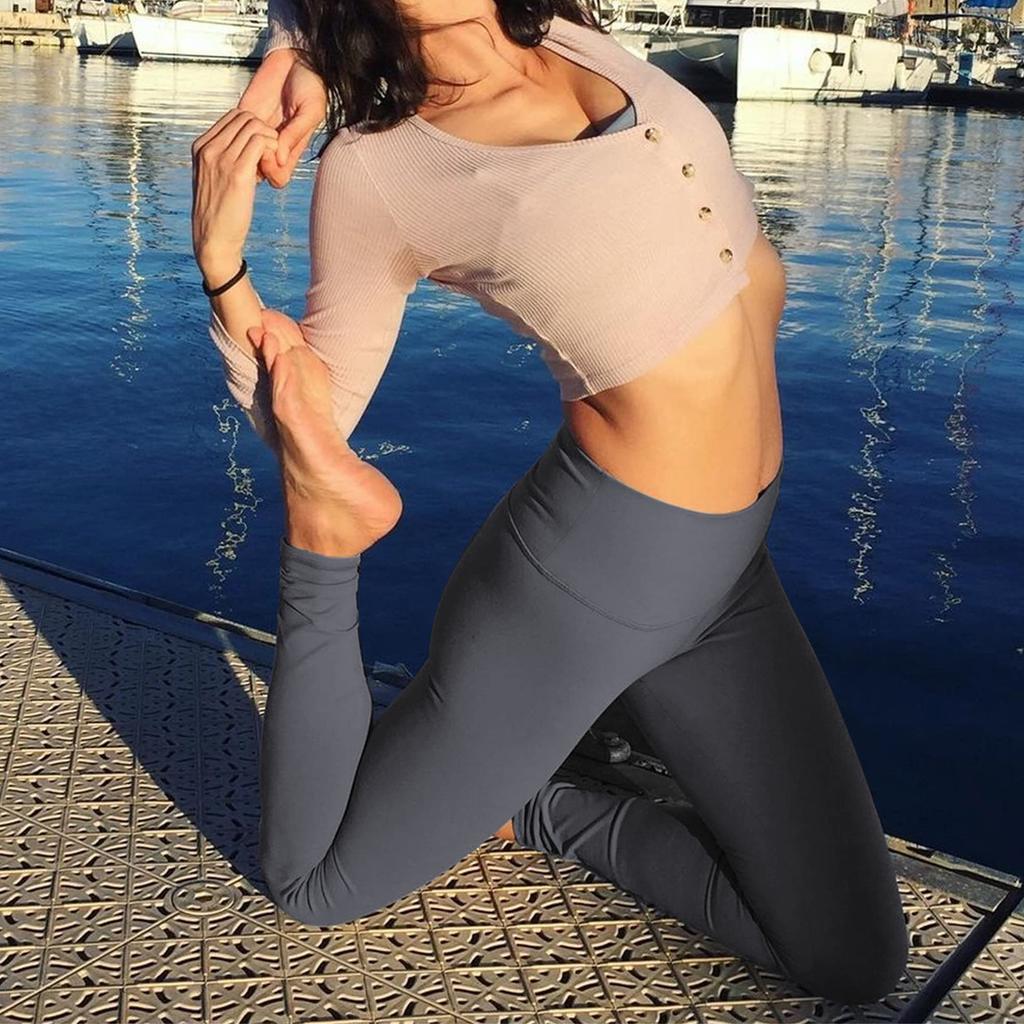 Solid-colour Nude-feel Yoga Pants with High Elasticity Double-sided Brushed Fabric Tight-fitting Running Sports High-waisted Yoga Leggings