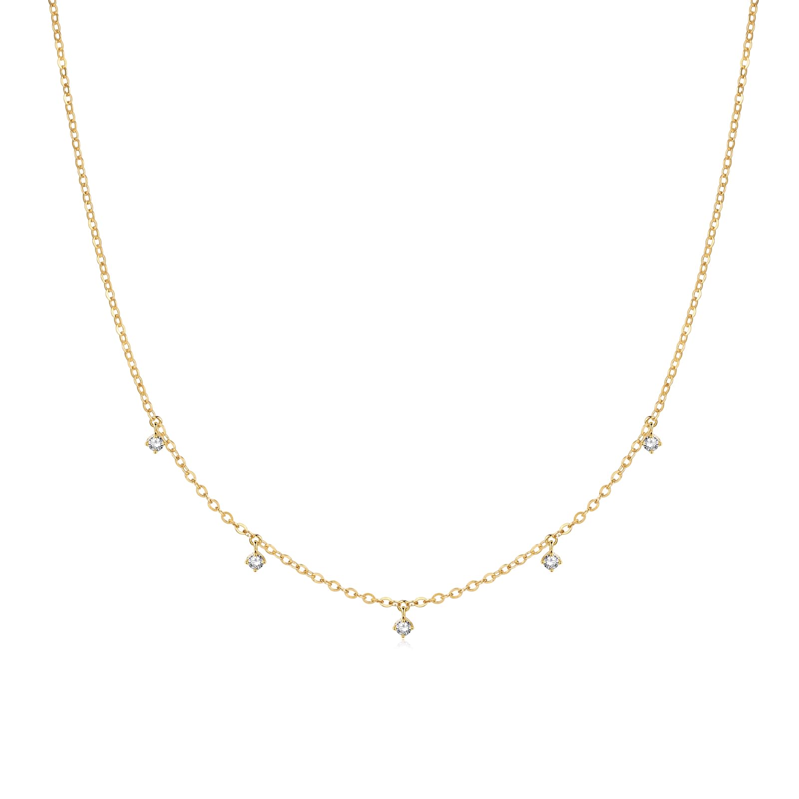

FANCIME Diamond Necklace with 5 Stones in 14K Yellow Popular Necklace Brand Perfect Gift for Gift Wrapping Included Women s Gold, Lab-Grown Diamonds,