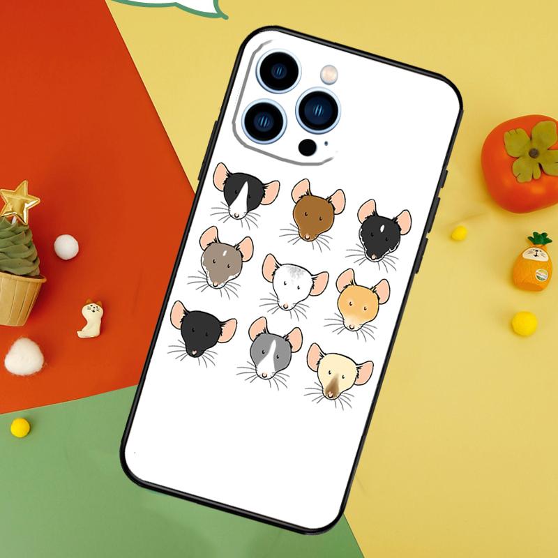 Cute Cartoon Animal Rat Phone Case For iPhone 17 Pro Max 16 15 14 12 11 13 Pro Max Plus 12 13 Mini 16e 17 Air Cover