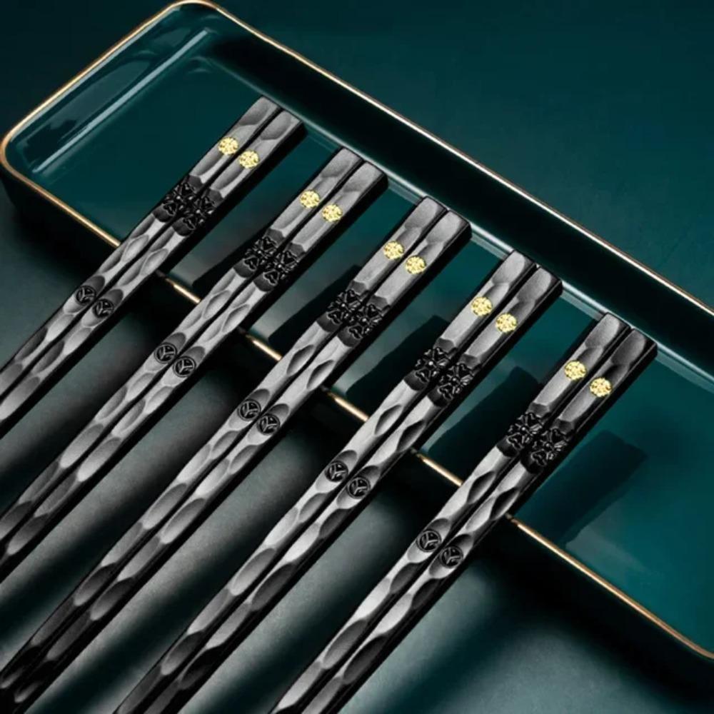 5 Par Japońskich Pałeczek Pałeczki do Sushi Wielokrotnego Użytku Metalowy Koreański Zestaw Pałeczek Zdrowe Stopowe Naczynia Stołowe Palillos Chinos