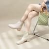 Square Head Short Boots Women's New Winter Velvet Thick Heel Short Tube Thin Boots British Martin Boots