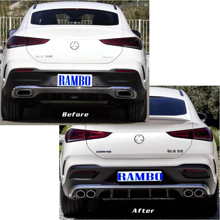 Mercedes GLE Coupe C167 2020 Rear Diffuser with Exhaust Tips - GLE53 AMG Upgrade