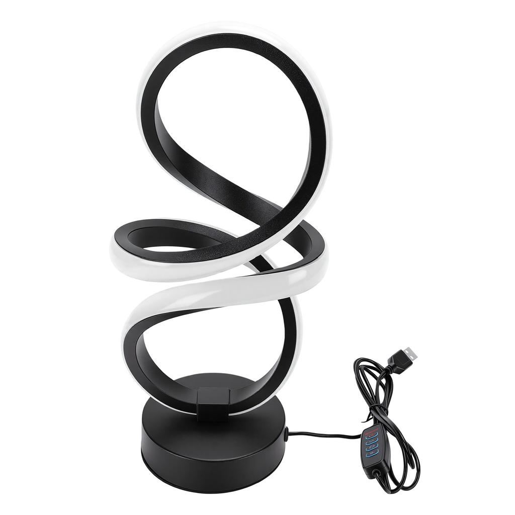 Spiral Desk Lamp LED Bedside Table Lamp with 3 Color Temperatures USB Powered Modern Night Light for Bedroom Office