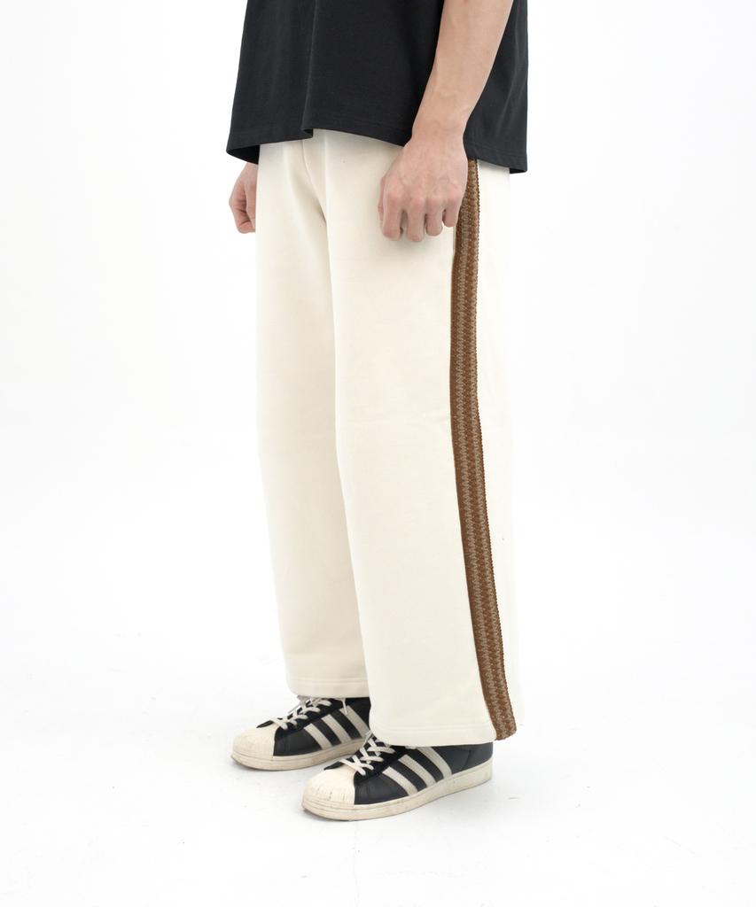 Hipihauseu Brushed Straight Sweatpants W.Tape Ivory