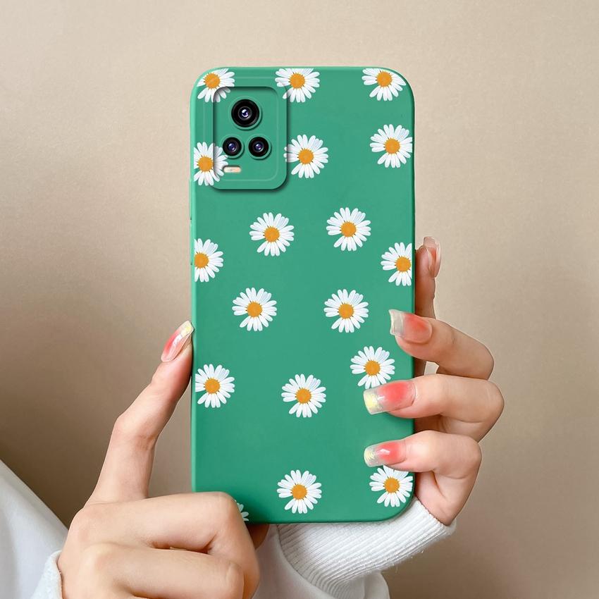 For Vivo S16 Y77 S19 S10 V17 V20 Y75 Phone Case Sunflower Petals Pattern Liquid Silicone Shockproof Protective Soft Back Cover For Vivo Bumper Housing