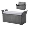 Outdoor Storage Bench PE Rattan 40 Gal Deck Box Waterproof Outdoor Seat