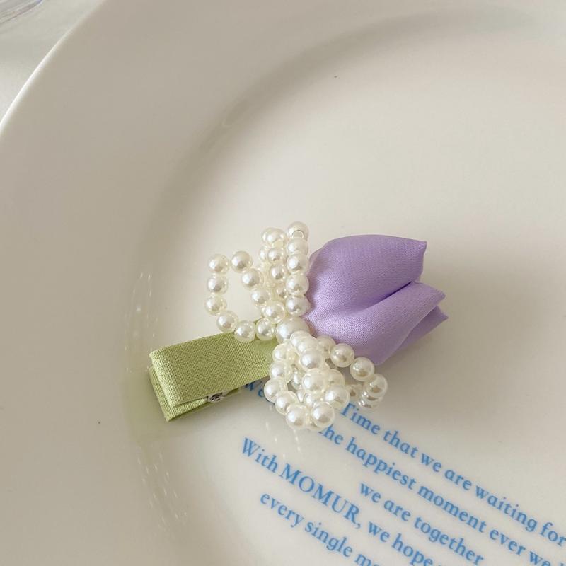 Gentle Diary~ Tulip Pearl Hairpin Fairy Mori Fairy Beauty Premium Sense Niche Bangs Side Headdress Hairpin