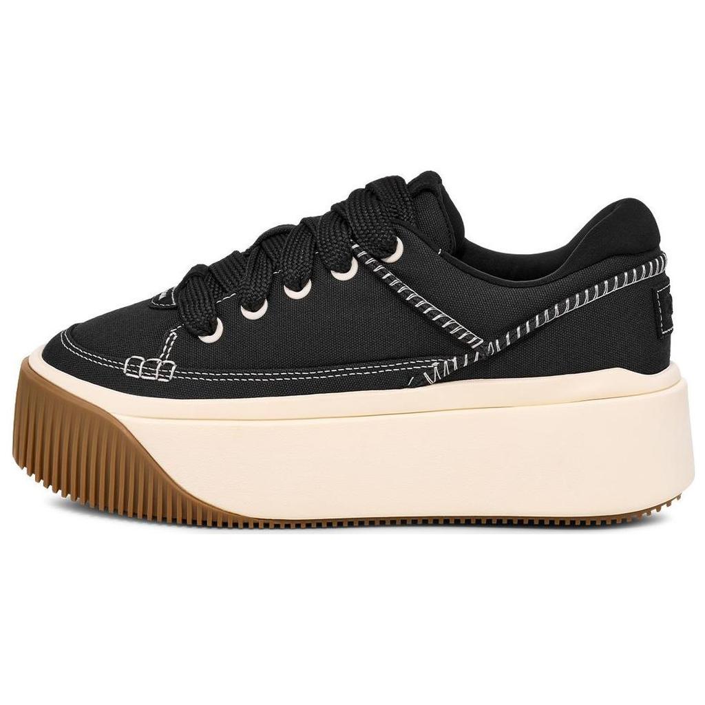 UGG Fashion Platform Fabric Commuter Versatile Simple Non-Slip Increased Height Low-Top Casual Shoes Unisex Sneaker Black 1167499-BLK
