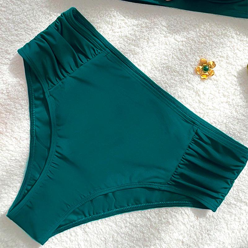 2025 Women's Sexy Solid Color Halter Tie-Up Bikini Swimwear